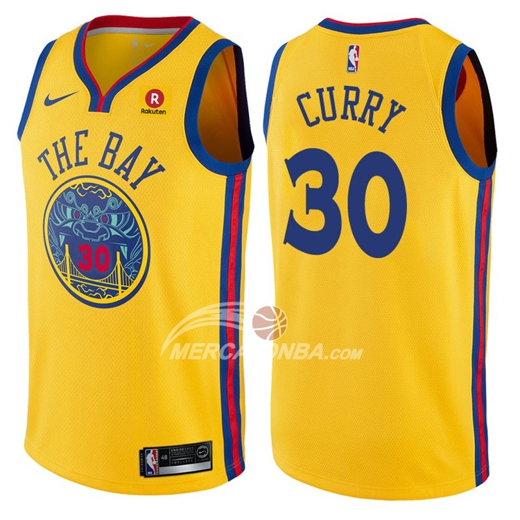 Maglia NBA Stephen Curry Golden State Warriors Citta Giallo
